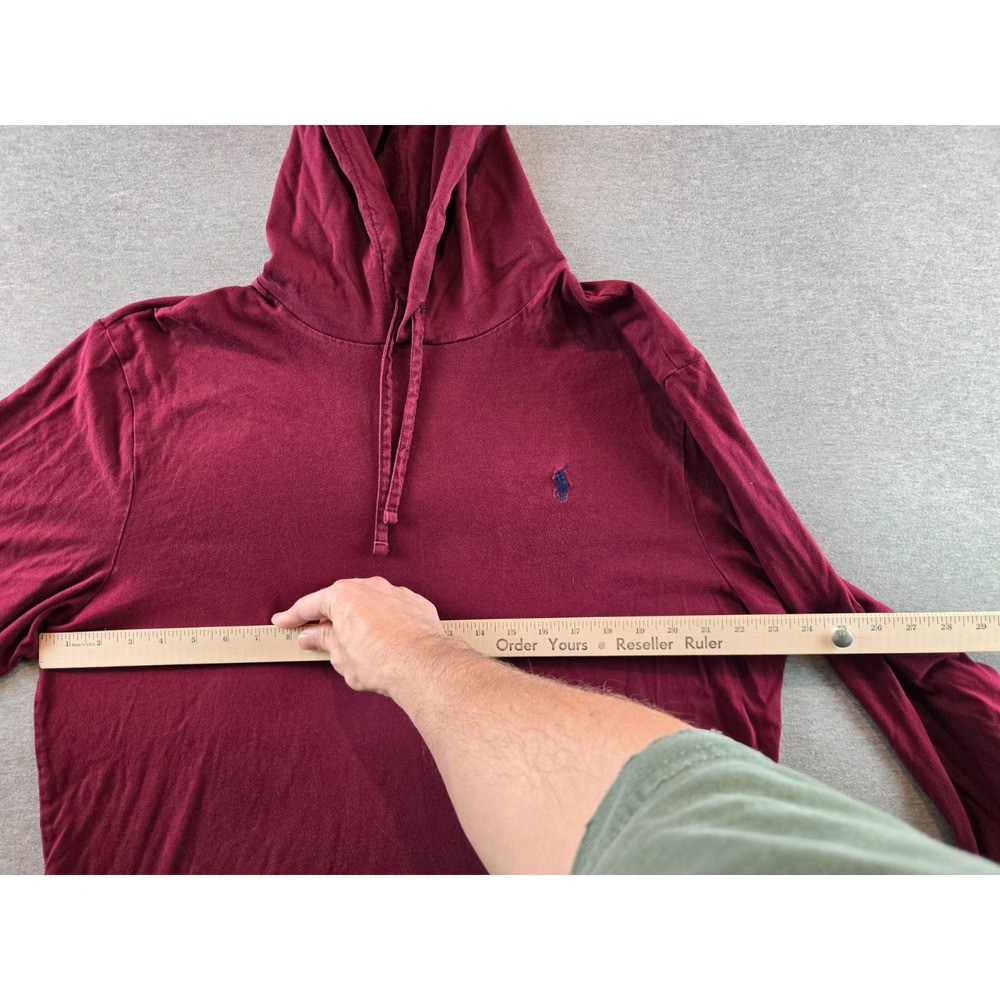 Polo Ralph‎ Lauren Jersey Hoodie T Shirt Mens Size XL Maroon Lightweight Preppy - Picture 8 of 9
